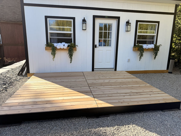 blokDEK installed in front of a bunkie